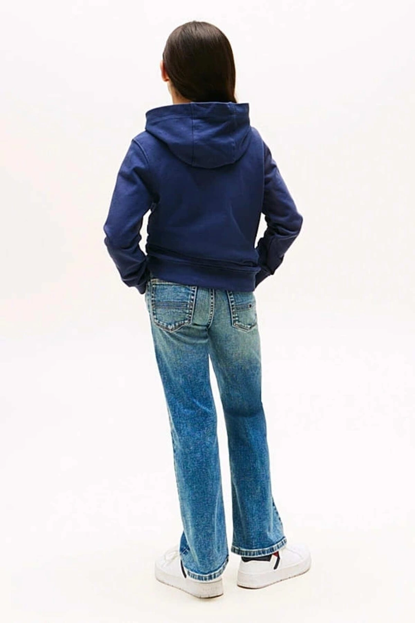 Tommy Hilfiger Unisex Çocuk Th Essential Hoodie Kapüşonlu Sweatshirt - Lacivert-10983 Twilight Navy