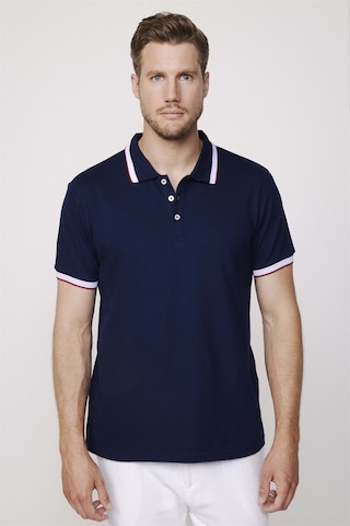 Tudors Erkek Polo Yaka Slim Fit Yaka Ve Kol Şeritli Pike Lacivertvert Tişört-27689-Lacivertvert Lacivert