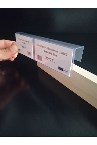 10 Adet Pvc Etiketlik Dik Geçme Ahşap Raf 20 x 4 CM İsimlik Kart Cebi