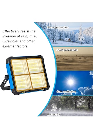 L03 Solar Taşınabilir Led Kamp Lambası 150w 306 Led Usb Şarjlı Powerbank Özellikli Su Geçirmez Flaşhör 4 Mod Ip66 Açık Mavi