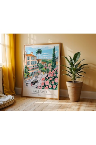 Palermo Italy Ahşap Çerçeveli Dekoratif Duvar Tablosu