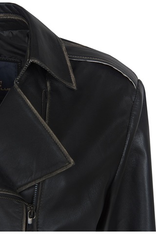Dericlub Wm022 Gerçek Deri Cropcut Biker Kadın Deri Siyah - Beyaz