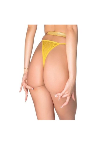 Majeur Closet Sarı Zincir Aksesuarlı Dantelli String Tanga