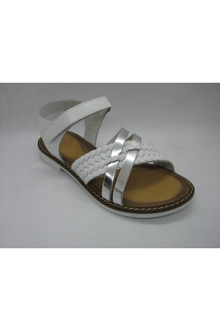 Piarmoni 494 Beyaz Deri,anatomik Taban Sandalet 31-36 Beyaz