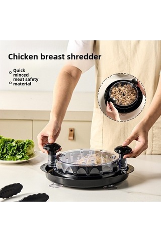 Fortunelane El İle Tavuk Göğsü Salata Işleyici, Sünger Tabanlı, Islanmayan, Dayanıklı, Kompakt Siyah Diğer Diğer