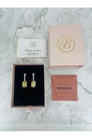 Baget Strin Taşlı İthal Gümüş Küpe-971 Silver