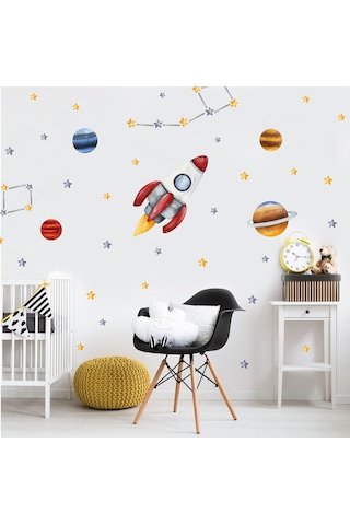 Artikel Gezegenler ve Yıldızlar Uzay Temalı Çocuk Odası Duvar Sticker 50 x 70 Cm
