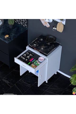 Set Altı Dolap Mutfak Dolabı Çok Amaçlı Dolap Tüp Dolabı Çekmeceli Beyaz