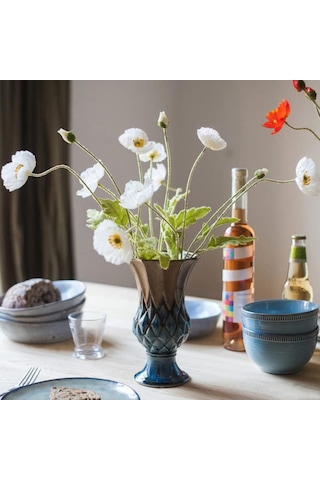 Yapay Çiçek Gelincik Çiçeği Beyaz Renk 3 Çiçek 1 Tomurcuk 59cm