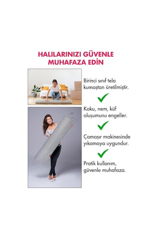 Halı Hurcu, Halı Saklama Kılıfı, Halı Organizeri Gri, 6m² Halı Hurcu Çok Renkli