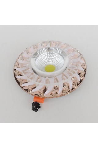 Bronz Kristal Cam Sıva Altı Spot Cob Led Armatür Beyaz Işıklı Bronz Cam