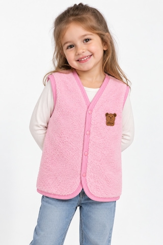 Beniizle Ayıcık Detaylı Unisex Peluş Yelek Pembe
