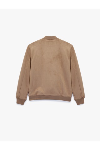 Koton Regular Fit Uzun Kollu Cepli Kolej Yaka Fermuarlı Suni Süet Bomber Ceket Bej 6sam20001hk Ekru