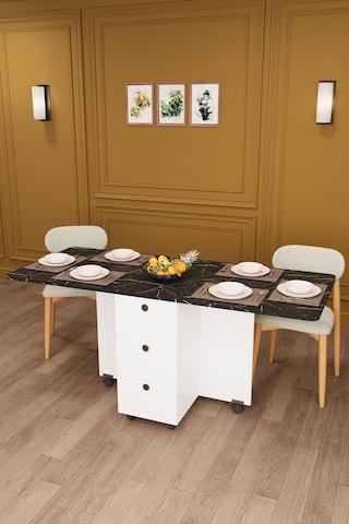 Asra Trend Katlanır Mutfak Yemek Çalışma Masası KM-30 %100 MDF Akıllı Masa Royal Mermer