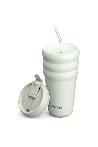 Stevig 3 Bubble Two-cap Straw Tumbler Çelik Termos 600 Mililitre Lightest Sky St-247 Çok Renkli