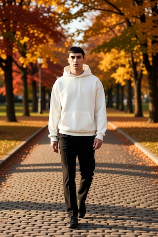 Benerly Erkek Kapüşonlu Düşük Kol Uzun Kollu Oversize Kalıp Sweatshirt Fo Ekru