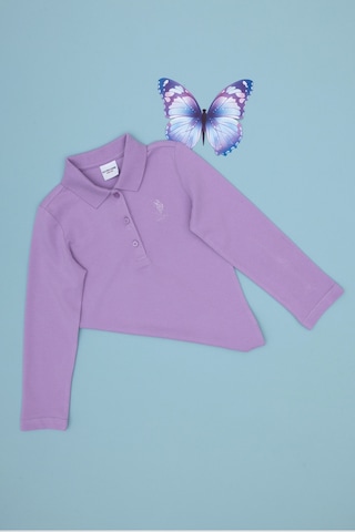 U.S. Polo Assn. Kız Çocuk Lila Polo Yaka Basic Sweatshirt 50316836-VR034