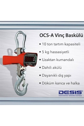 Desis Ocs-a Dijital Vinç Baskülü - Hassasiyet 5 KG. Max 10 Ton