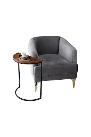 Lisa Metal Tekli Yan Sehpa Ceviz