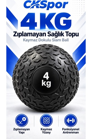 Ckspor 4 Kg Zıplamayan Sağlık Topu Slam Ball Crossfit Fitness Fonksiyonel Antrenman Ağırlık Topu