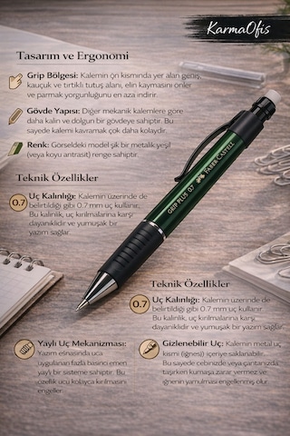 Yeşil Plus 0.7 Versatil Kalem Ergonomik, Kaymaz Tutuş Yeşil