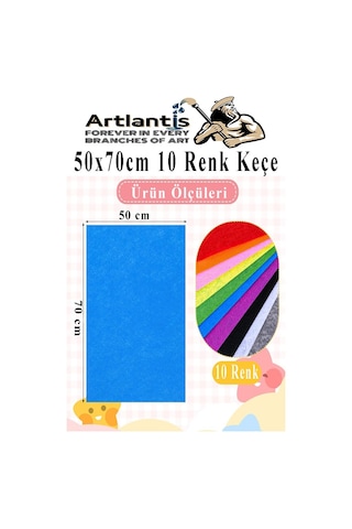 Keçe 50x70 Cm 10 Renk 1 Paket 2.0 Mm Renkli Hobi Keçesi Elişi Keçe Kumaşı Anasınıfı Kreş Okul Öncesi El Sanatları