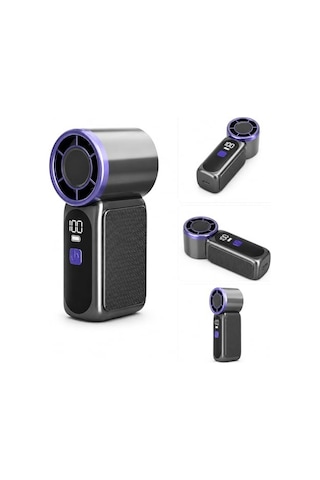 9cmx4cm Ultra Mini En Küçük El Fanı Taşınabilir Şarjlı Dijital Göstergeli Ayarlanabilir Hız Kademeli Taşınabilir Soğutucu Fan Usb-c Şarjlı Masaüstü Seyahat Ofis Kamp Için Vantilatör Fs-24