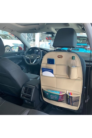 Volvo S49 Araç İçi Deri Koltuk Arkası Organizer Düzenleyici Koruyucu Bej
