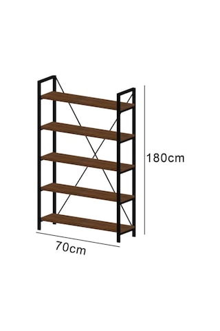 Wood House - Deniz Metal 5 Raflı Kitaplık-beyaz
