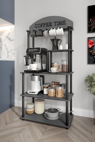 Dekoratif Çok Amaçlı Katlı Antrasit Gri Coffee Tıme Kahve Köşesi 39 Cm X 69 Cm Tüm Kahve Makineleri Gri