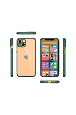 Gld-spt- Newface Apple Uyumlu iPhone 13 Mini Kılıf Miami Şeffaf Silikon - Koyu Yeşil