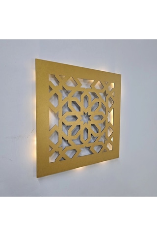 Led Işıklı Motif Tablo 3 - 30x30cm Gold