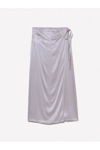Sisley %100 Viskoz Saten Midi Etek Kadın Gri Etek - 325p42bzl002r