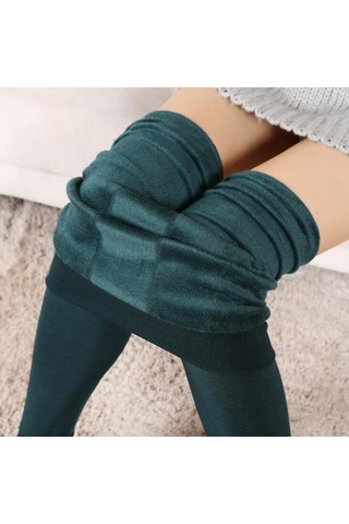 2021 Kış Sıcak Tayt Kadınlar Yüksek Bel Kız Rahat Leggins Kadınlar İçin Kalınlaşmak Rahat Esneklik Tayt Koyu Yeşil