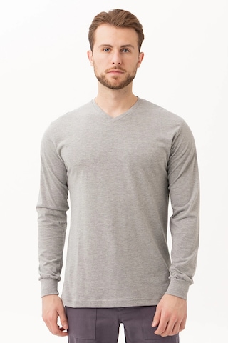 Gaura V Yaka Uzun Kollu T-shirt Gri Melanj