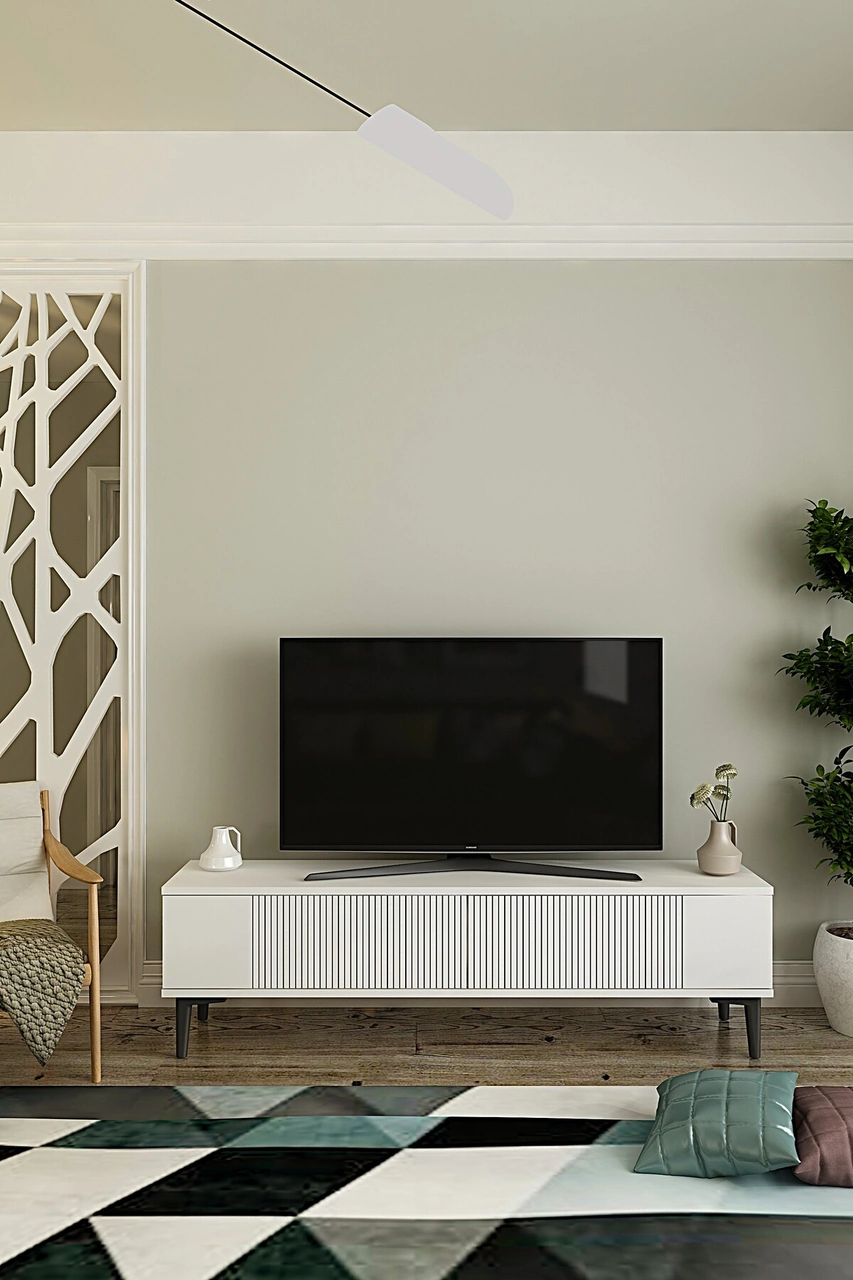 Tsa1203b - Corsatv120 Tv Stand, Tv Sehpası Beyaz 120cm Beyaz