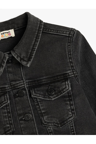 Koton Pamuklu Uzun Kollu Düğmeli Denim Ceket Siyah 5skg20008ad Siyah