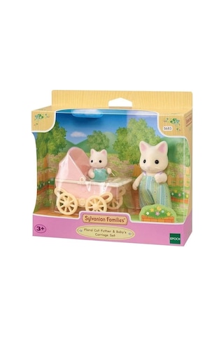 5683 Sylvanian Families Çiçekli Kedi Baba Ve Bebek Arabası Seti +3 Yaş