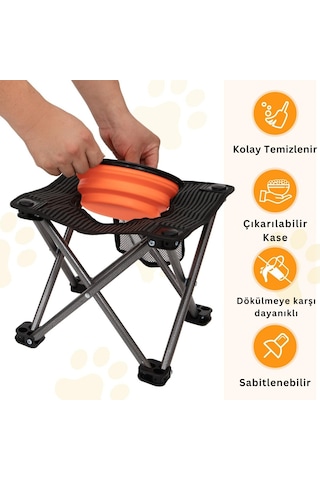 Kingcamp Pets Portatif Yükseltilmiş Köpek Mama Ve Su Kabı Siyah