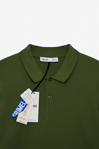 Grimelange SKYLOOM Erkek %100 Pamuk Kısa Kollu Regular Fit Haki Polo Yaka T-shirt