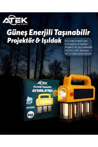 Güneş Enerjili Taşınabilir Projektör Işıldak