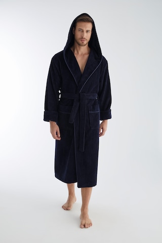 Yaka Fitilli Bambu Cotton Erkek Bornozu Lacivert