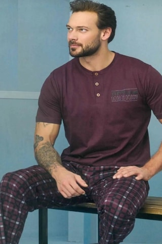 Aydoğan Erkek Süprem Kısa Kol Pijama Takımı Bordo