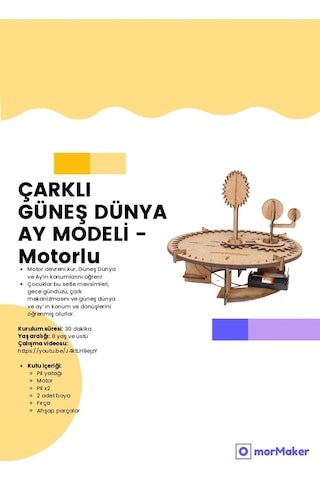 Türk Malıçarklı Dünya Güneş Ay Modeli Motorlu Stem-a Set Çocuklar İçin Boyanabilir Maket