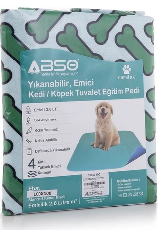 Abso Yıkanabilir Emici Köpek Pedi Kemik Baskılı Yeşil 100 x 100 CM