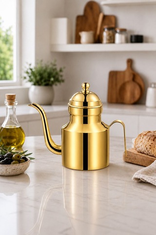 Komple 304 Çelik Gold 500 Ml Yağdanlık Sosluk Ve Sirkelik Mt271sr Altın