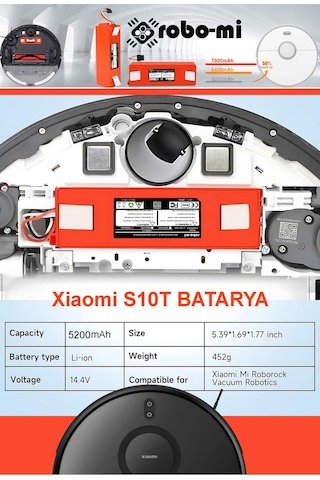 Xiaomi Mi Robot Vacuum S10t Uyumlu 7000.mah Batarya