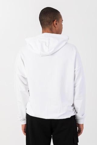 Maraton Sportswear Oversize Erkek Kapşonlu Düşük Kol Basic Beyaz Sweatshirt 22465-beyaz