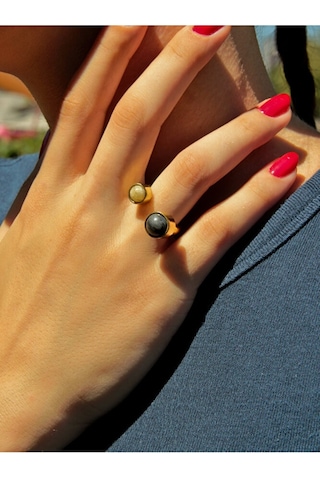 Sitrin Labradorit Doğal Taş Aşk Ve Enerji Ayarlanabilir Kadın Yüzük Euy15sl