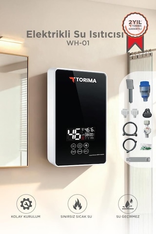 Premium Duş Şofbeni Dijital Cihaz Banyo Eşyası Şofben Elektrikli Su Isıtıcı 7000w Wh01
